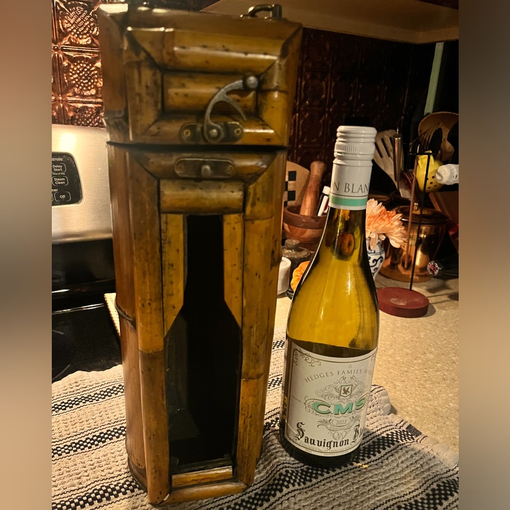 Vintage Bamboo Wood Wine Bottle Box